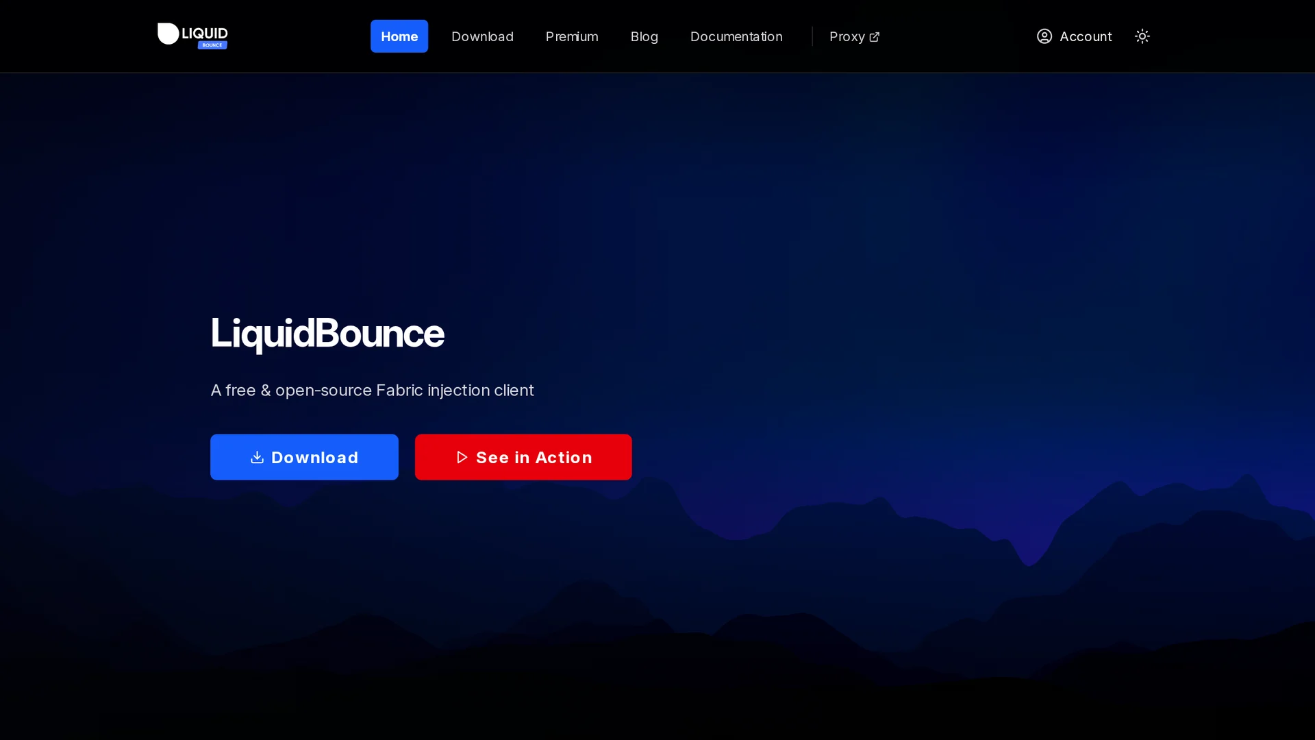 The new homepage with the main menu background