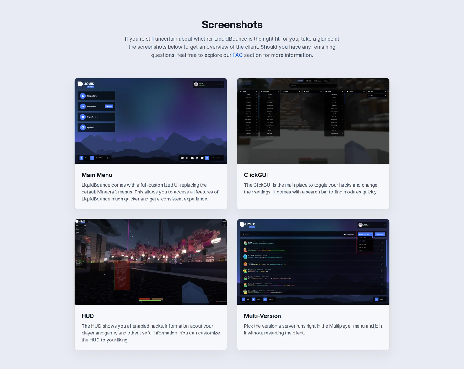 The new screenshots on the homepage